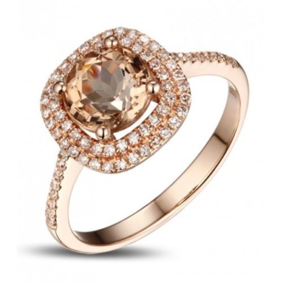Rose Gold Filled Round Cut Champagne Crystal New - Picture 1 of 5